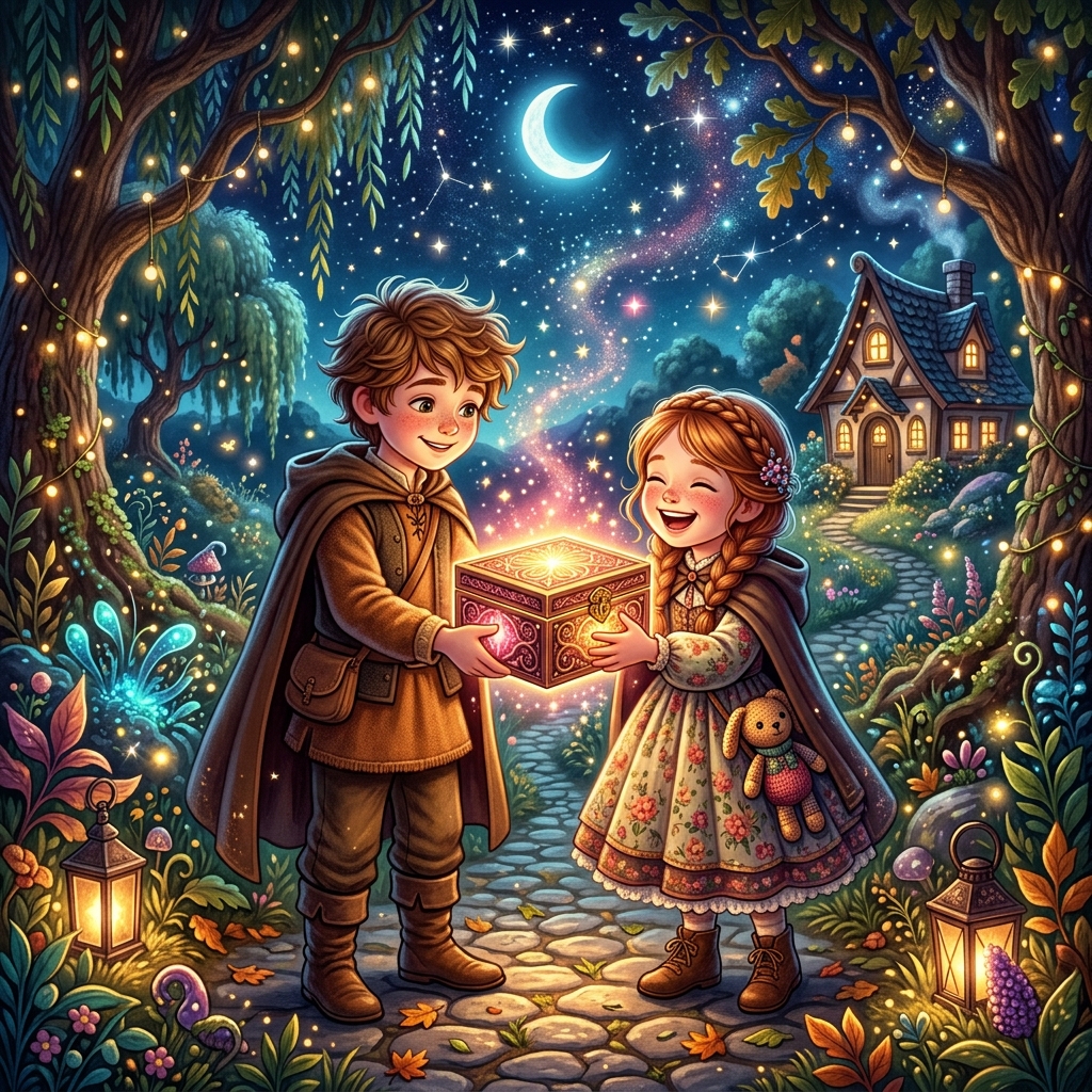 Brother giving gift to sister